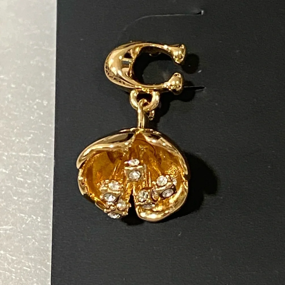 COACH Floral Drop Earrings, NWT - Picture 6 of 8